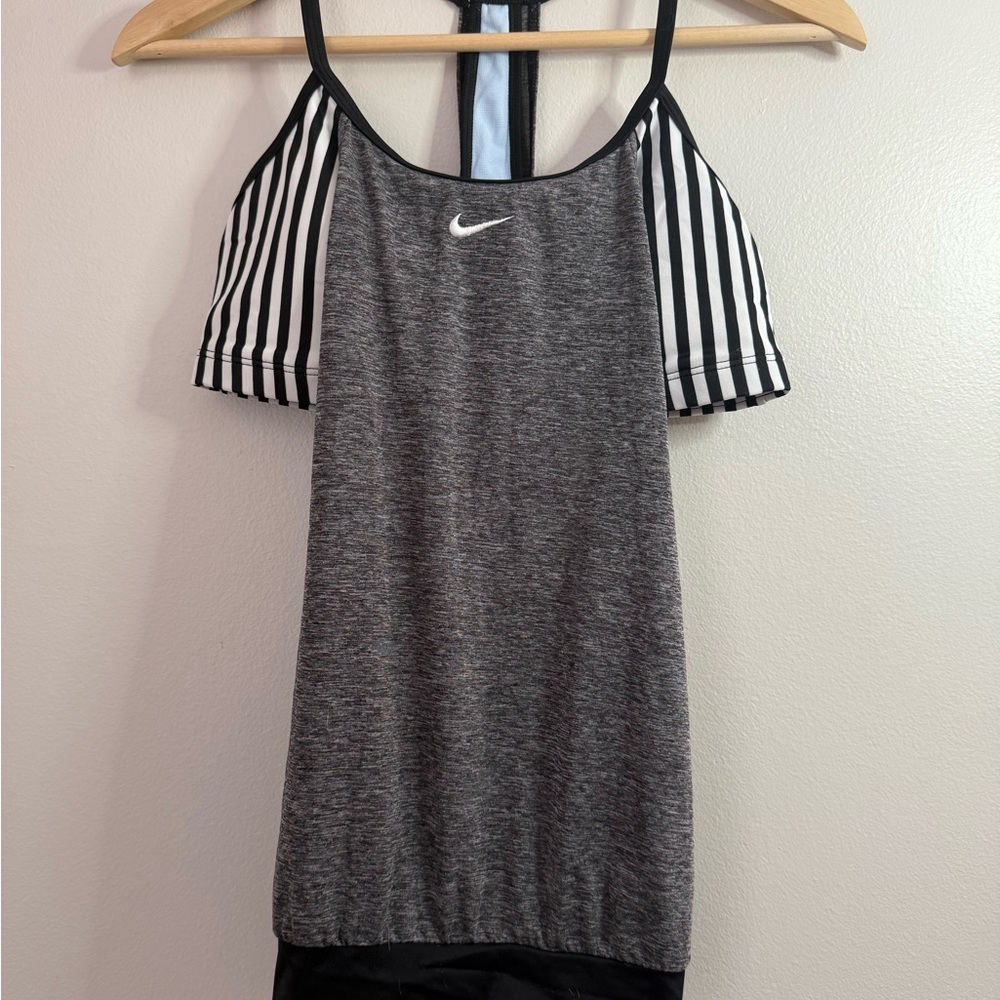 Nike Women's Gray Camisole with Black and White Stripes